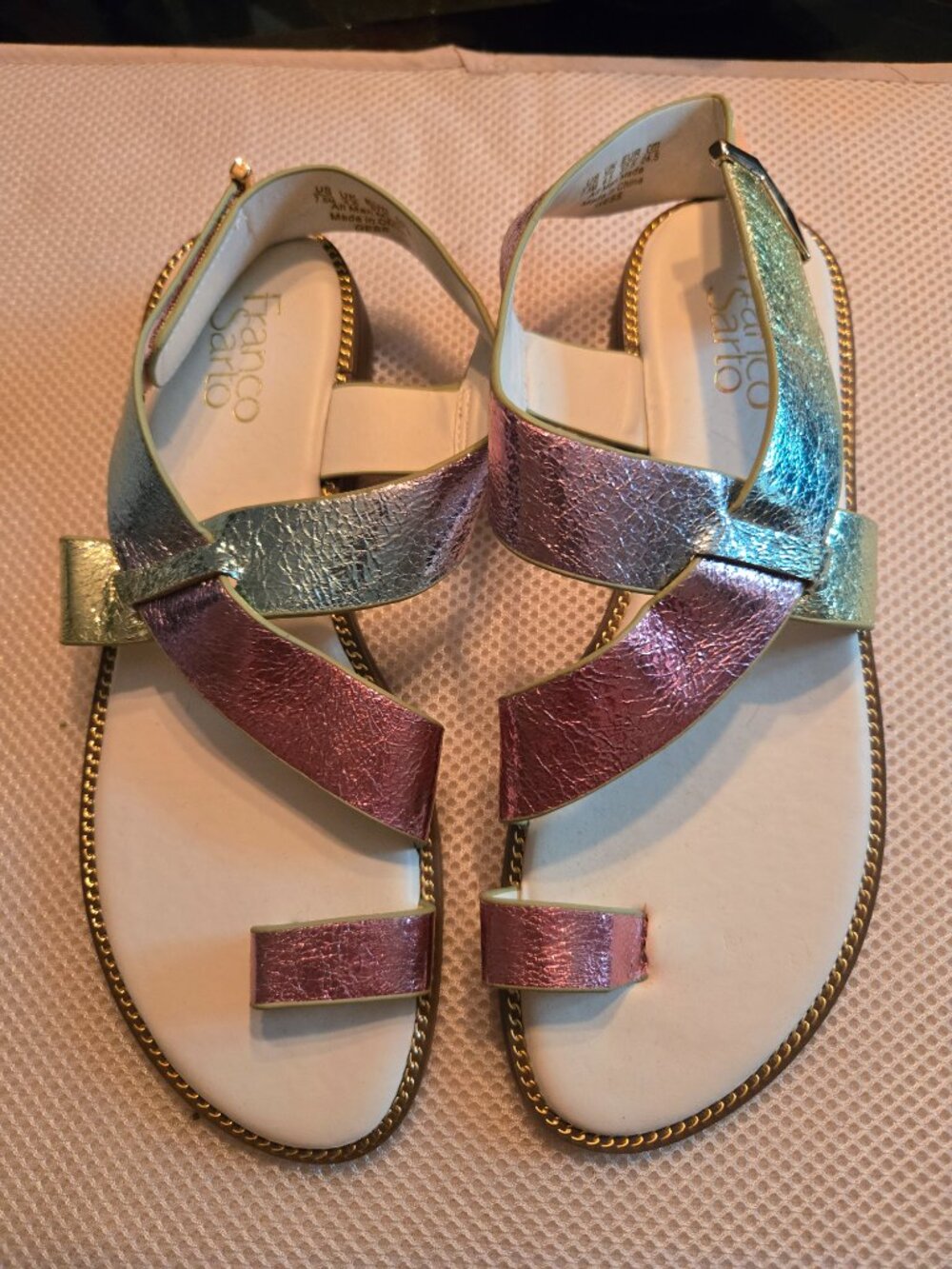Franco Sarto metallic pastel sandal 7.5, new never worn. Very comfy & cute - Picture 4 of 4
